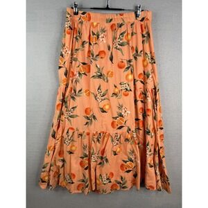 LOFT Peach Floral Maxi Skirt